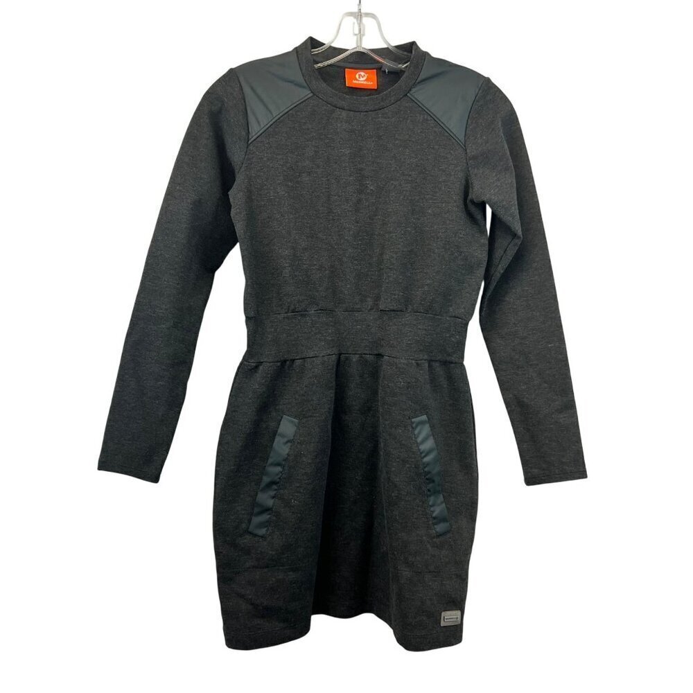 Merrell Womens Long Sleeve Mini Dress Mixed Media Gray Size XS Pockets